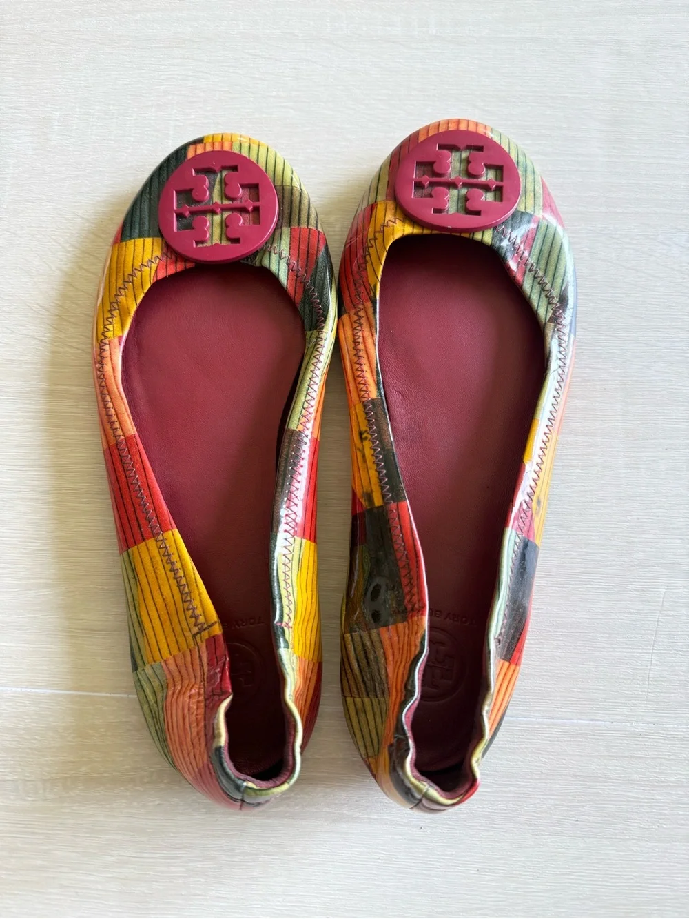 Tory Burch Reva Multicolor Printed Patent Leather Ballet Flats Women’s 9 aprox